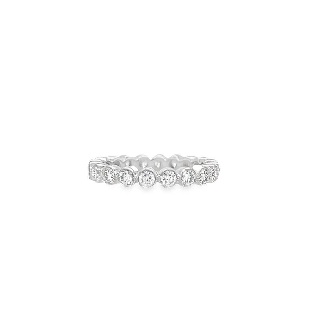 18K Ladies White Gold Natural Diamond Eternity Wedding Band (1.29ct)