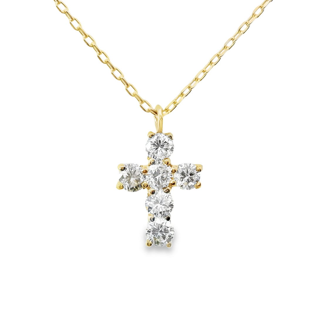 18kt Yellow Gold Natural Diamond Cross Pendant (0.2ct)