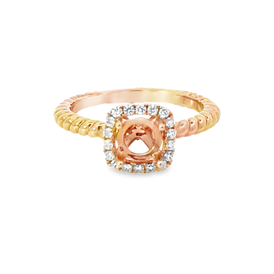 18kt Rosé Gold Halo Natural Diamonds Semi-Mount Ring (0.14ct)