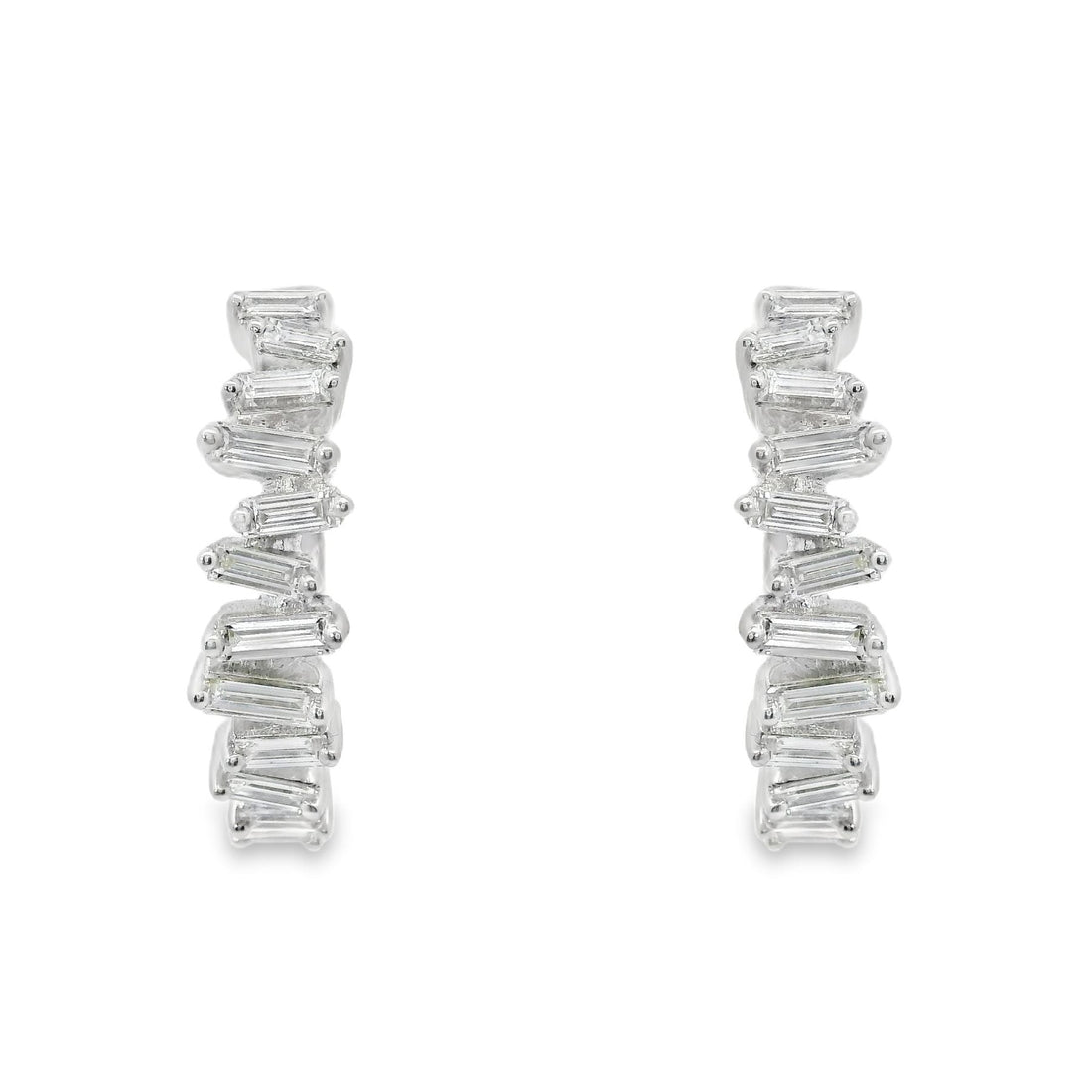 18kt White Gold Baguette Diamonds Hoop Earrings (.78ct)