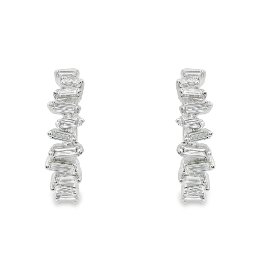 18kt White Gold Baguette Diamonds Hoop Earrings (.78ct)