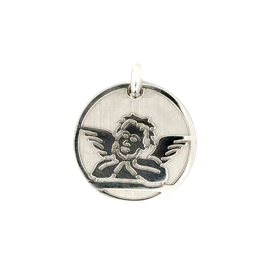 18K White Gold Italian Made Angel Pendant (1.6g)