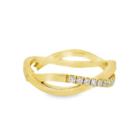 18kt Yellow Gold Natural Full Cut Diamond Woven Ring (.17ct)
