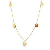 14kt Yellow Gold 6mm 10" 5-Piece Dangle Adjustable Anklet