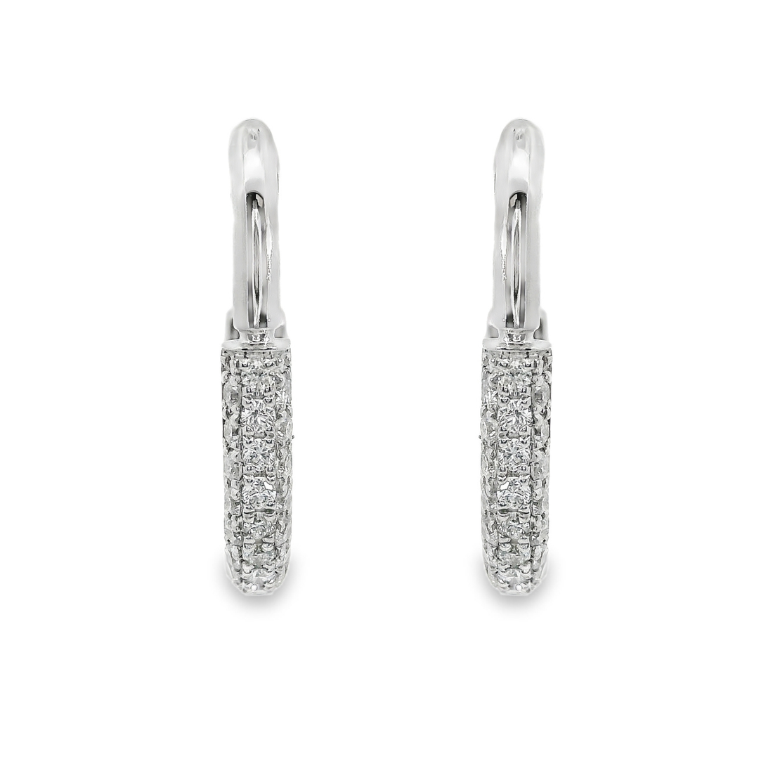 18kt White Gold Natural Round Diamond Small Hoop Earrings (.33ct)