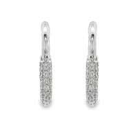 18kt White Gold Natural Round Diamond Small Hoop Earrings (.33ct)
