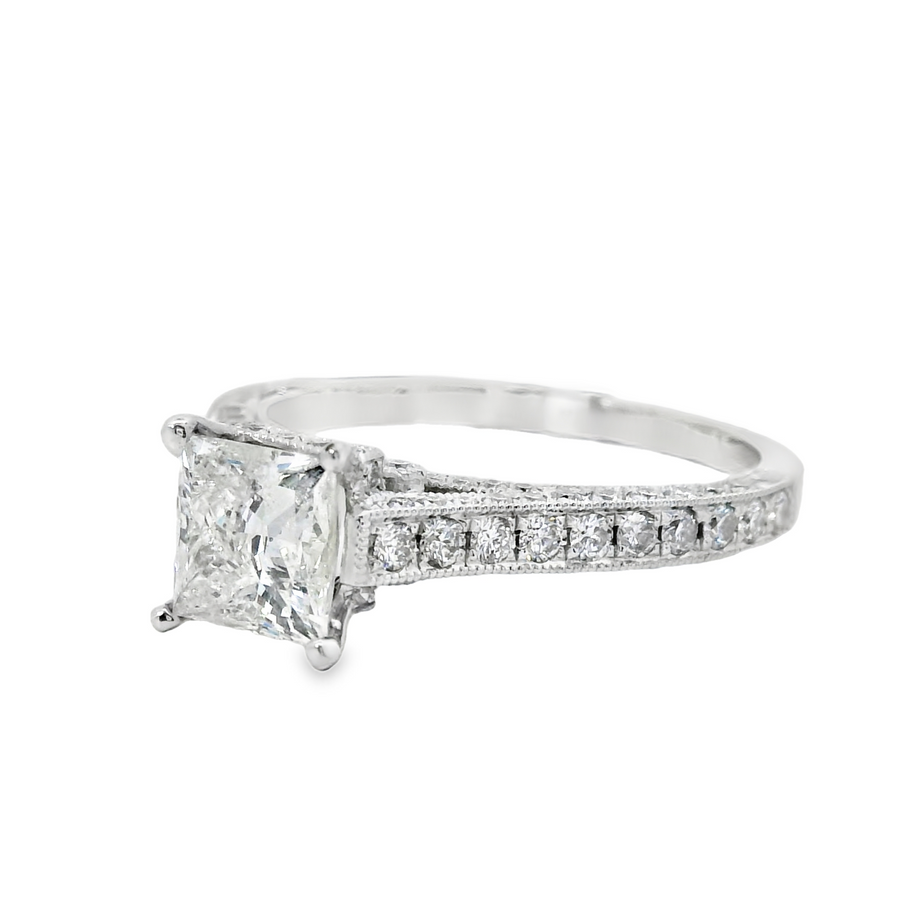 18kt White Gold Natural Princess Cut Diamond Engagement Ring (1.73ct)