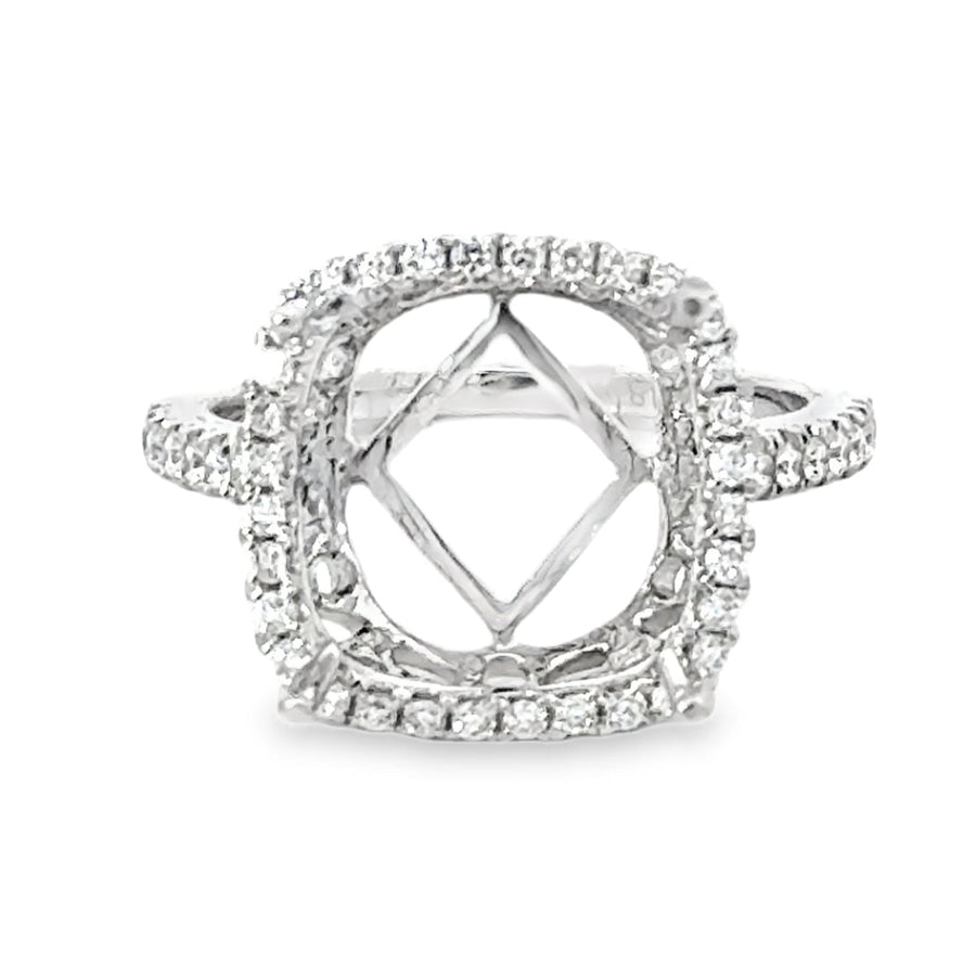 18kt White Gold Halo Natural Diamonds Semi-Mount Ring (0.38ct)