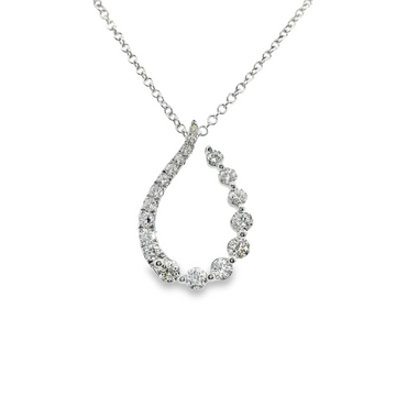 18kt White Gold Natural Round Diamond Free Form Pendant (0.35ct)