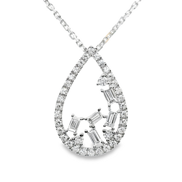 18kt White Gold Natural Diamond Teardrop Pendant (.45ct)