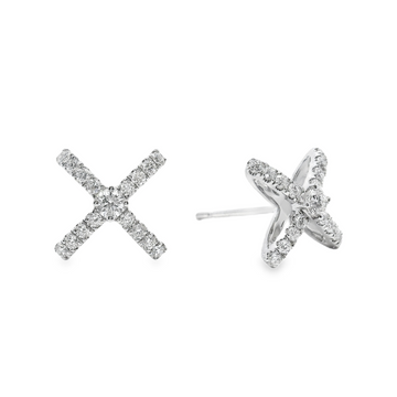 18kt White Gold Natural Diamonds Cross Earrings (0.46ct)