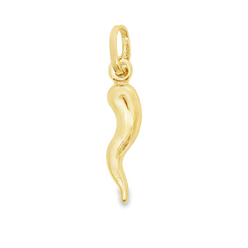 18kt Yellow Gold 25mm Italian Made Horn Pendant (.72g)