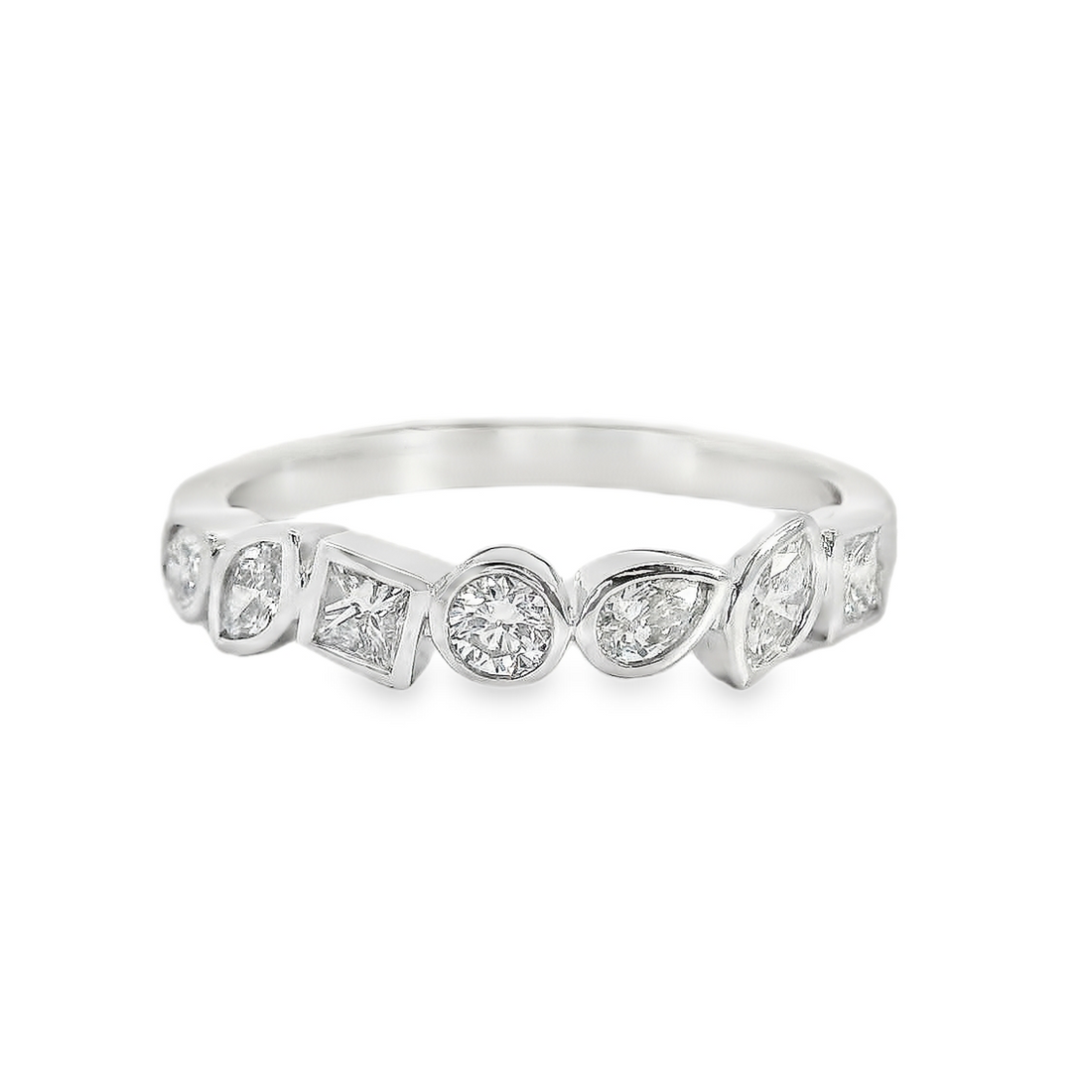 18kt White Gold Natural Mixed Cut Diamonds Wedding Ring (.49ct)