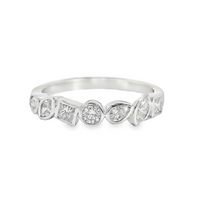 18kt White Gold Natural Mixed Cut Diamonds Wedding Ring (.49ct)