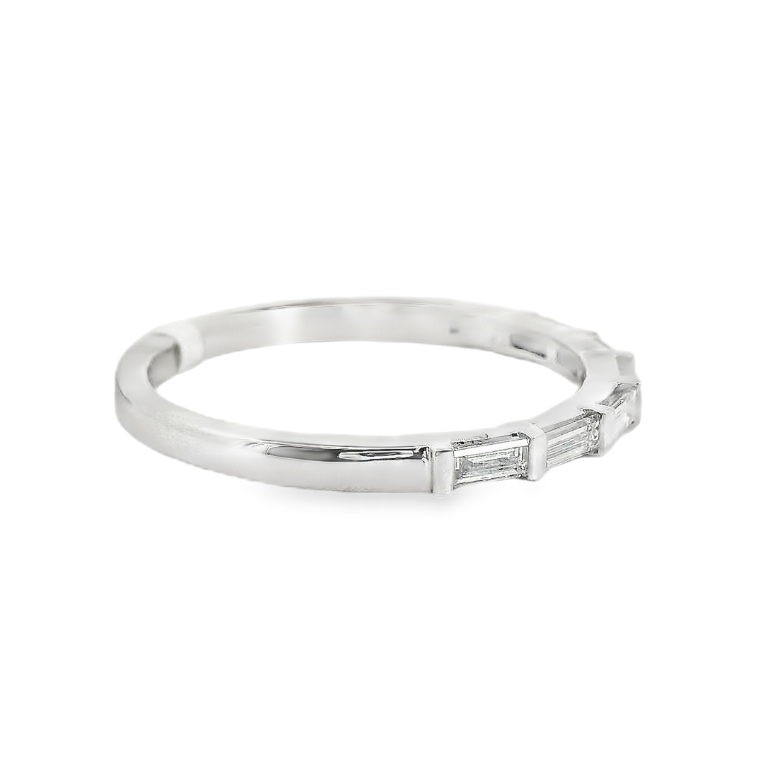 18kt White Gold Natural Baguette Diamond Wedding Ring (.31ct)