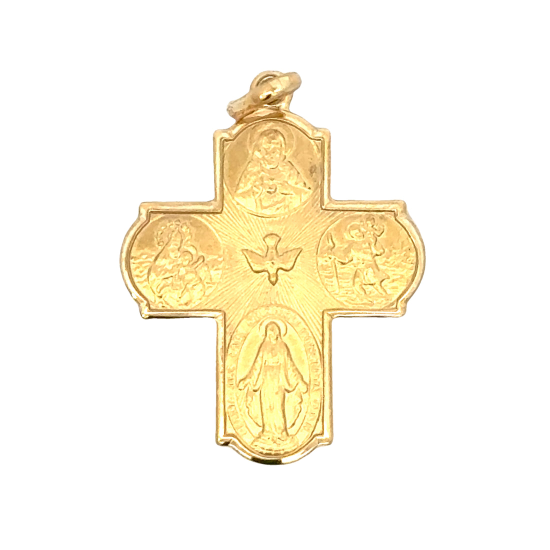 18K Yellow Gold Italian Made Four Way Cross Pendant (3.06g)