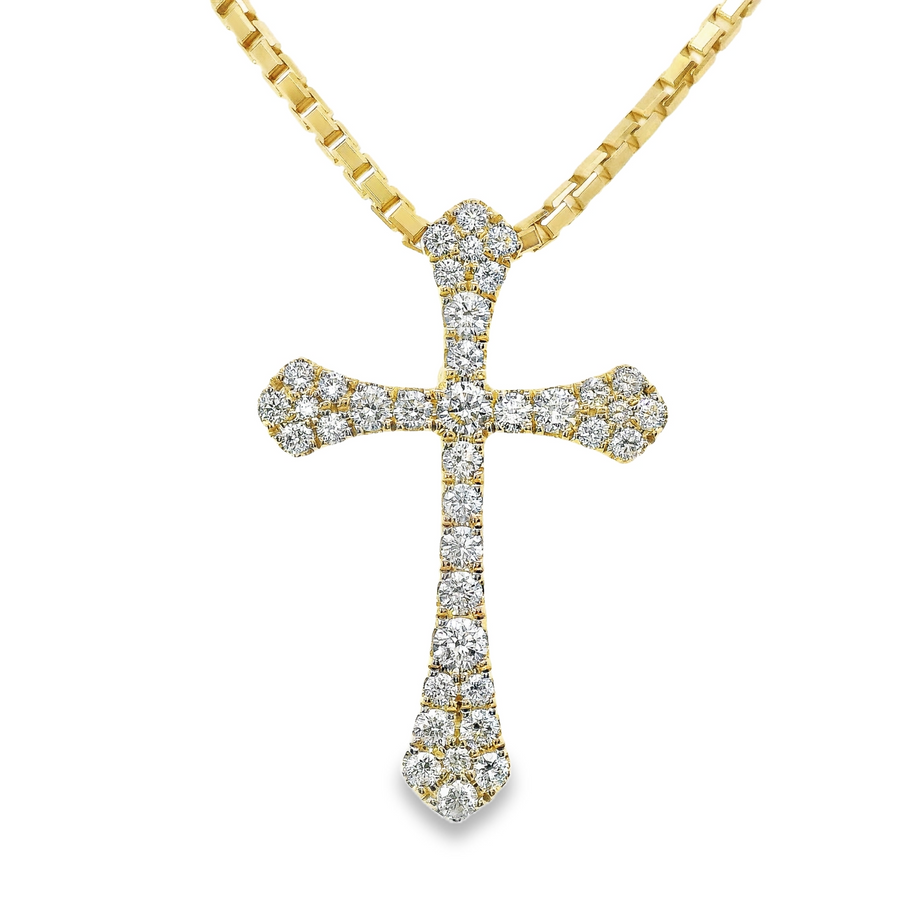 18kt Yellow Gold Natural Diamond Cross Pendant (0.86ct)