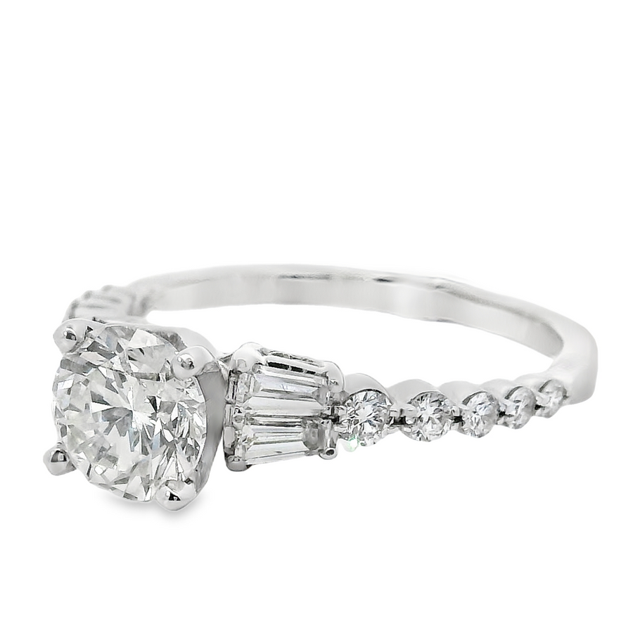 18kt White Gold Natural Round Diamond Engagement Ring (1.39ct)