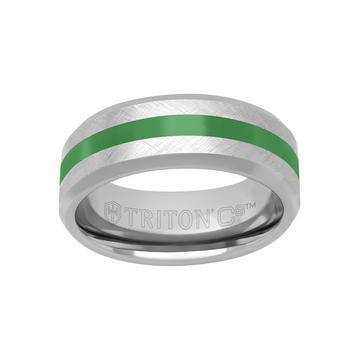 Triton Tungsten Carbide and Green Ceramic Inlay 8mm Ring