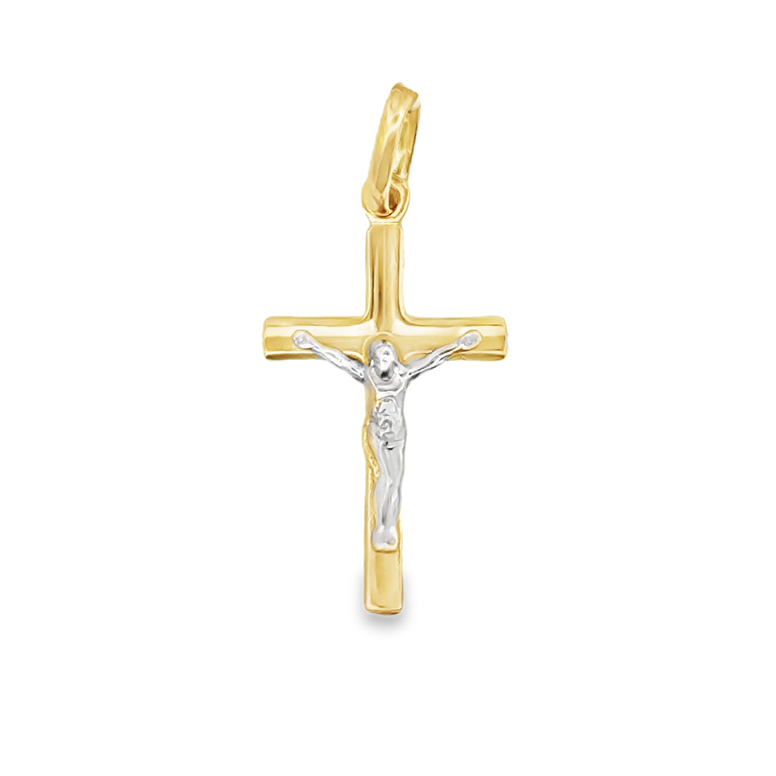 14kt Two-Tone Italian Made Crucifix Pendant (1.05g)