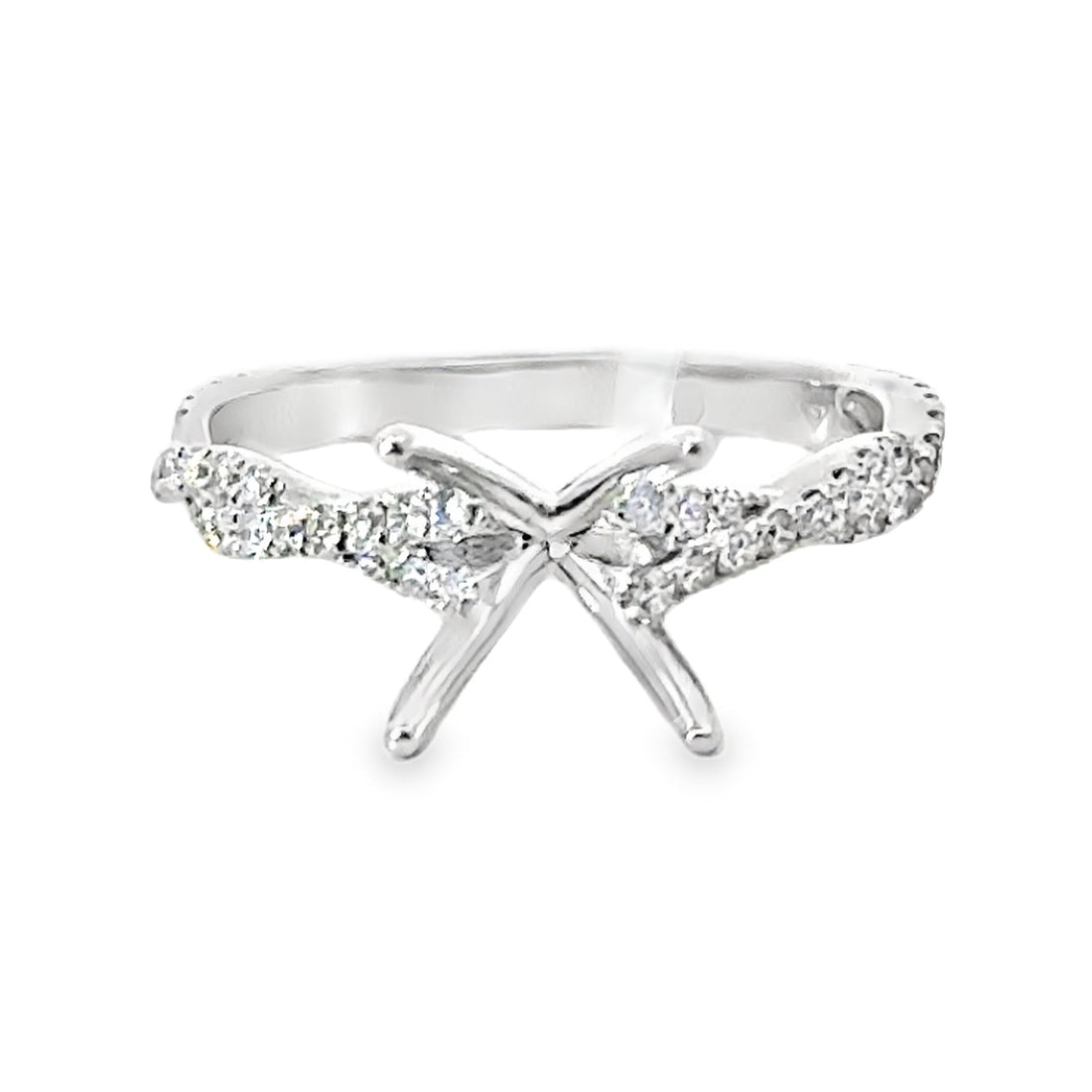 18kt White Gold Natural Round Diamond Semi-Mount Ring (.38ct)