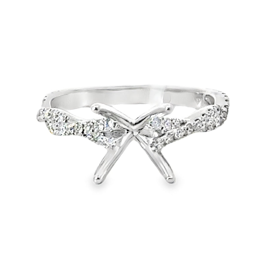 18kt White Gold Natural Round Diamond Semi-Mount Ring (.38ct)