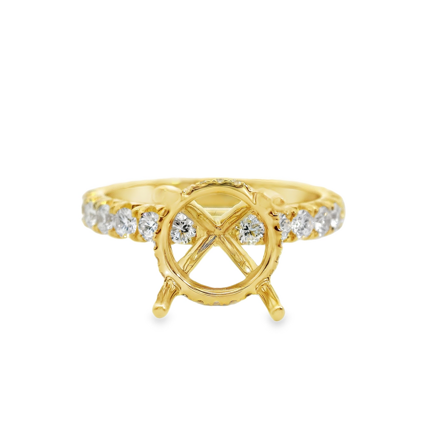 18kt Yellow Gold Natural Round Diamond Semi-Mount Ring (.85ct)