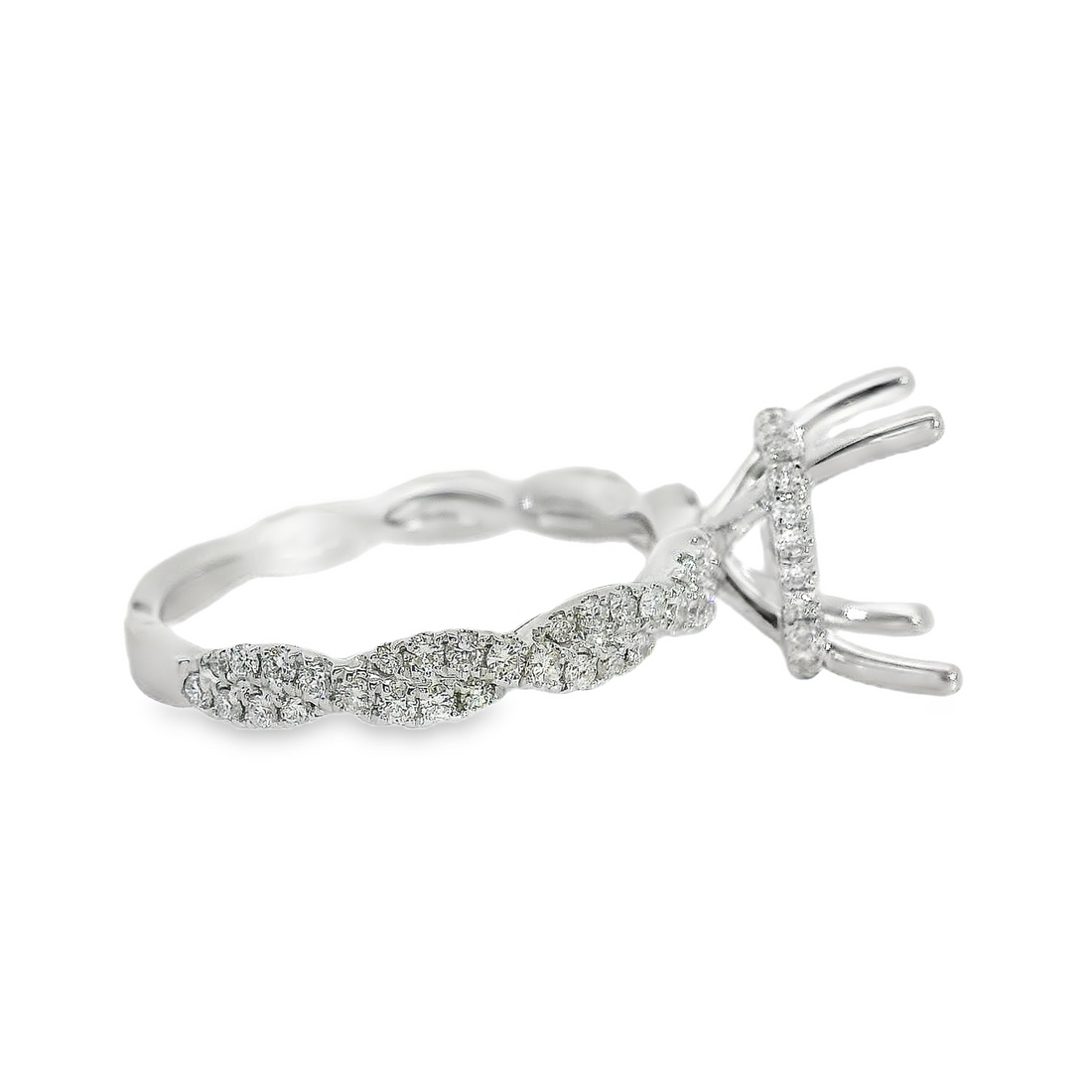 18kt White Gold Natural Round Diamond Hidden Halo Semi-Mount Ring (.49ct)