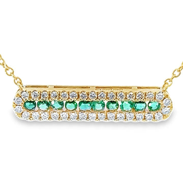 18K Yellow Gold Natural Round Emerald (.33ct) and Natural Round Diamond Pendant (.41ct)