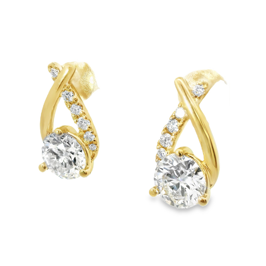 18kt Yellow Gold Round Brilliant Diamond Drop Earrings (1.13ct)