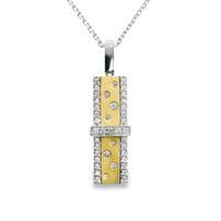 18kt Two-Tone Natural Round Diamond Bar Pendant (.24ct)