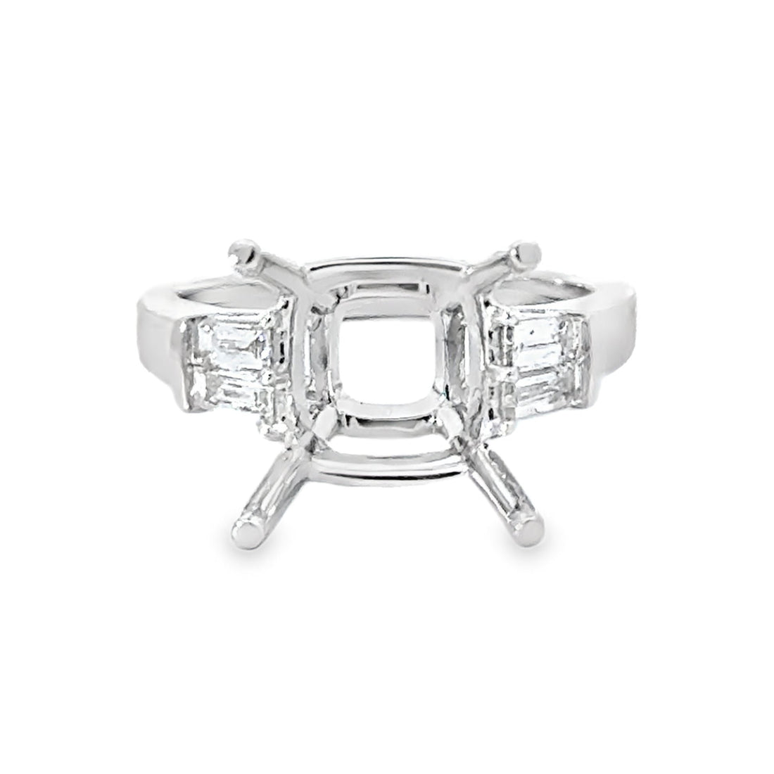 18kt White Gold 3 Stone Natural Diamonds Semi-Mount Ring (0.45ct)