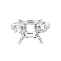 18kt White Gold 3 Stone Natural Diamonds Semi-Mount Ring (0.45ct)