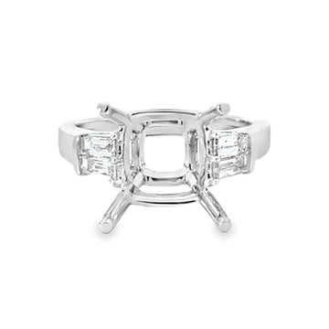 18kt White Gold 3 Stone Natural Diamonds Semi-Mount Ring (0.45ct)