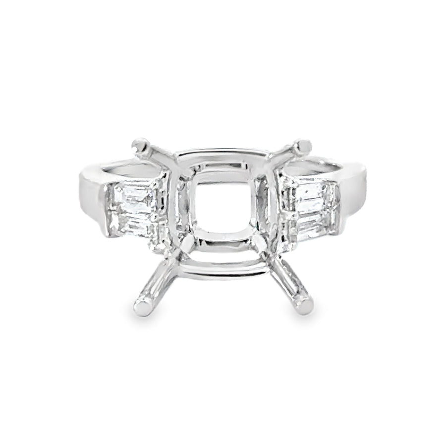 18kt White Gold 3 Stone Natural Diamonds Semi-Mount Ring (0.45ct)