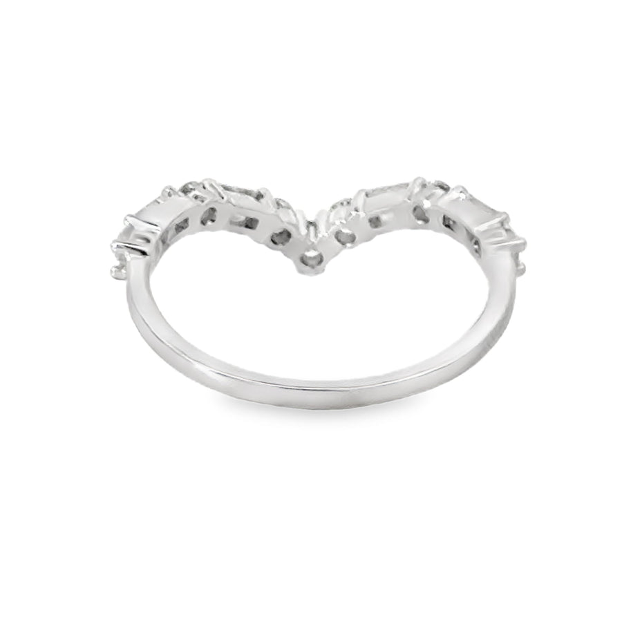 18kt White Gold Diamond Curved Wedding Ring (0.7ct)