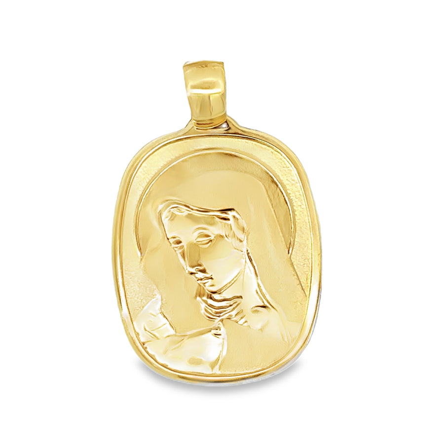 18kt Yellow Gold Italian Made Blessed Mother Pendant (3.26g)