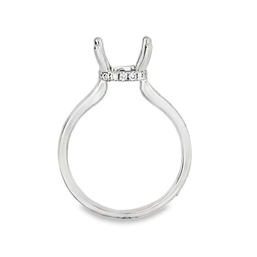 18kt White Gold Hidden Halo Natural Diamonds Semi-Mount Ring (0.14ct)