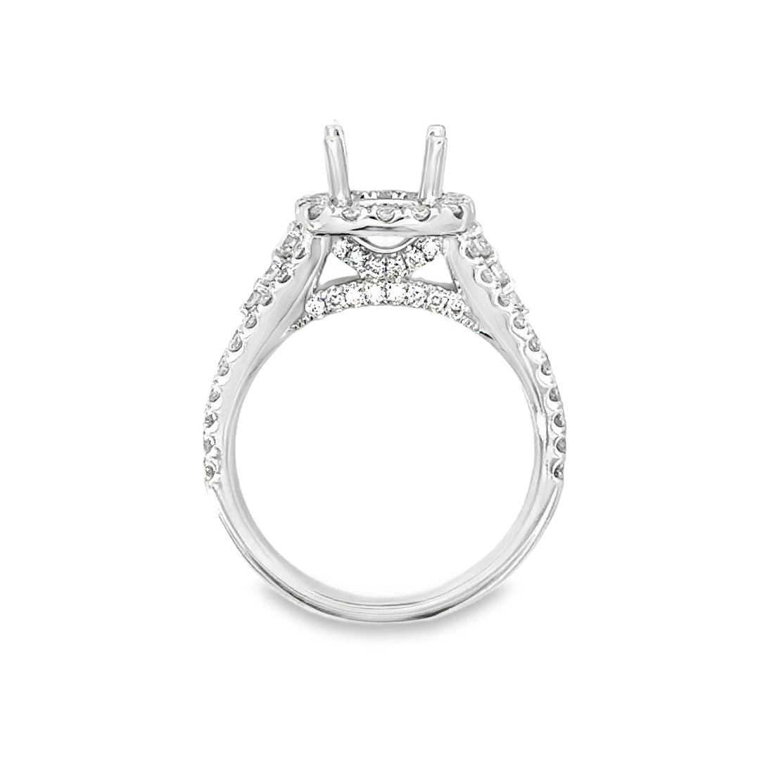 18kt White Gold Halo Natural Diamonds Semi-Mount Ring (1.26ct)