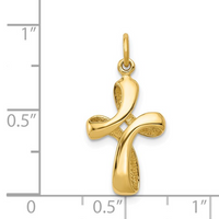 14kt Yellow Gold Polished Ribbon Cross Pendant (1.2g)
