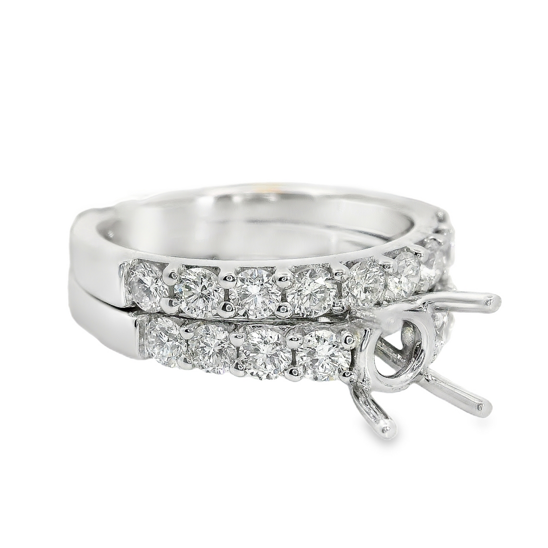 18kt White Gold Natural Full-Cut Diamond Semi-Mount Ring (1.08ct)