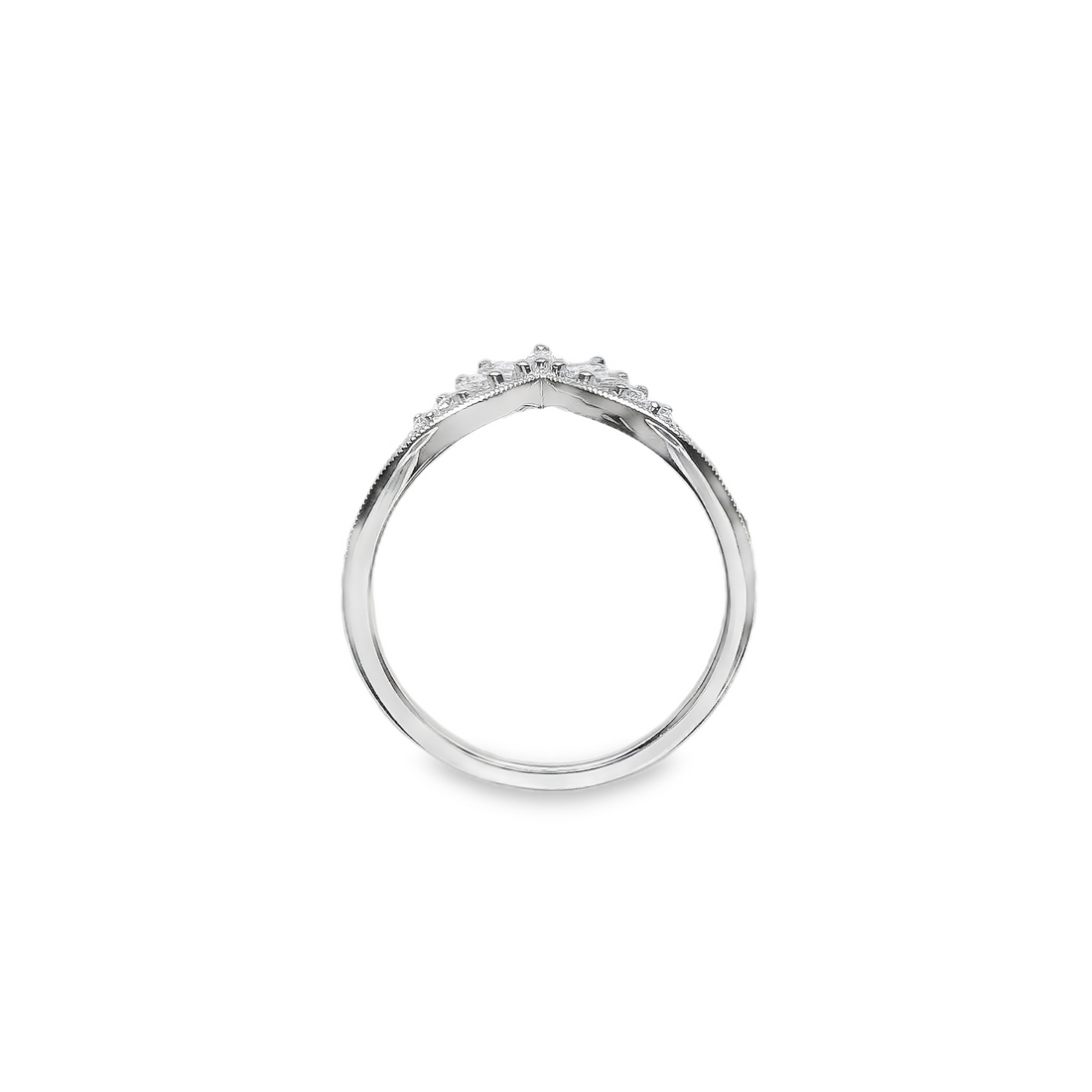 Platinum Natural Marquise, Baguette and Round Diamond Wedding Ring (.38ct)
