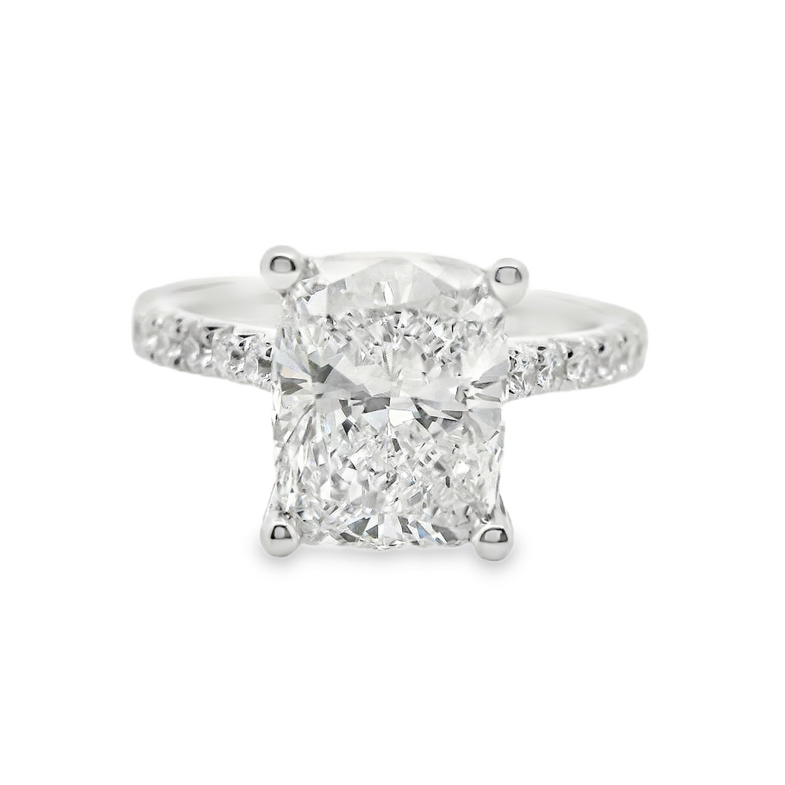 18kt White Gold Lab-Grown Cushion Diamond Engagement Ring (3.45ct)