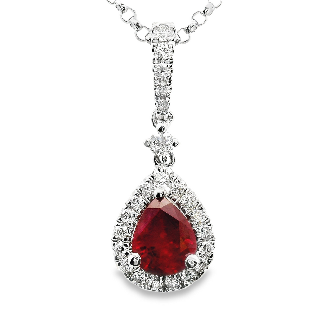 18kt White Gold Natural Ruby And Natural Diamonds Pendant (0.53ct)