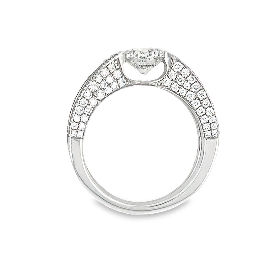 18K White Gold Natural Center Round Brilliant Diamond Ring (1.21ct)