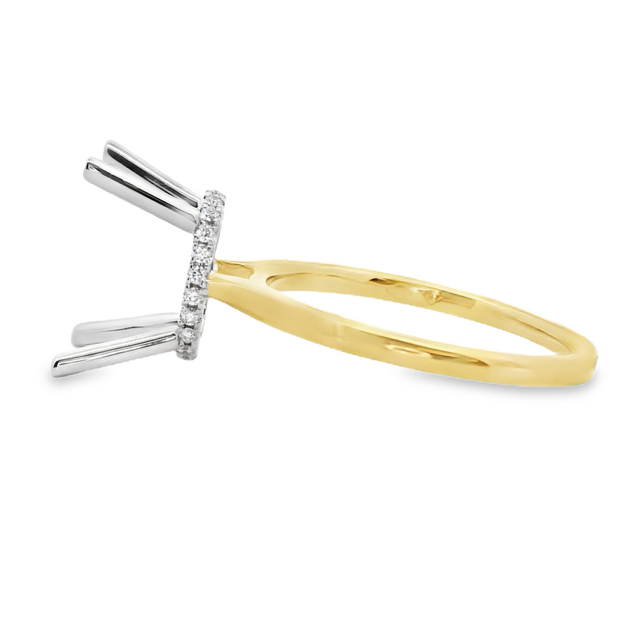 18kt Two-Tone Natural Round Diamond Semi-Mount Ring (.09ct)