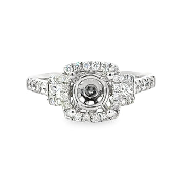 18kt White Gold Halo Natural Diamonds Semi-Mount Ring (0.62ct)