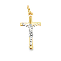 14kt Two-Tone Italian Made Crucifix Pendant (1.22g)