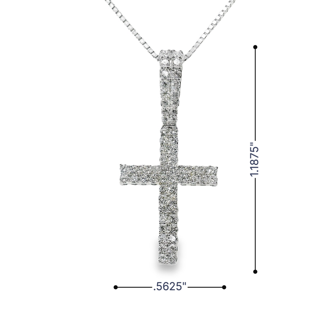 14kt White Gold Lab-Grown Round Diamonds Cross Pendant (.56ct)