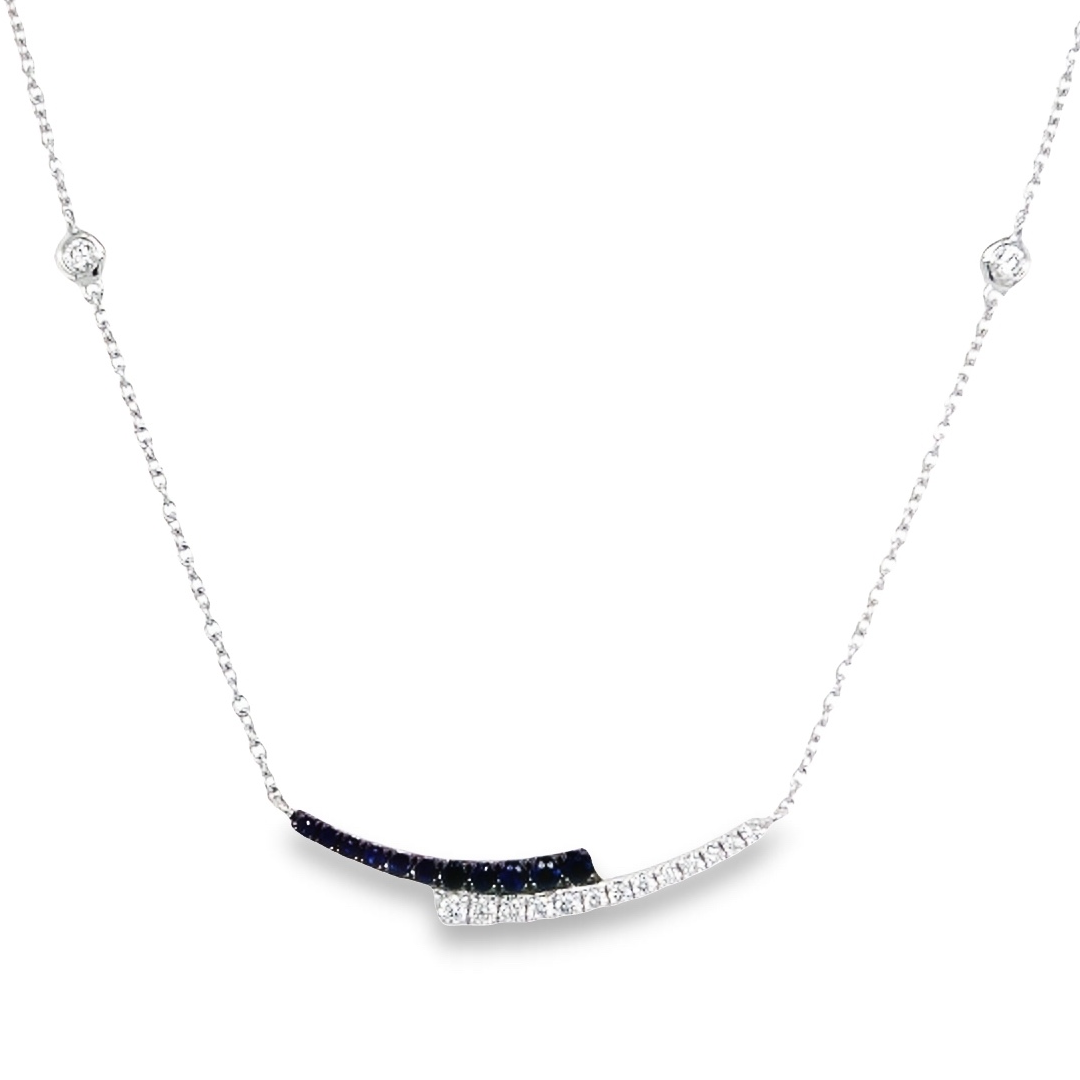 18kt White Gold Natural Diamond and Sapphire Necklace (.52ct)